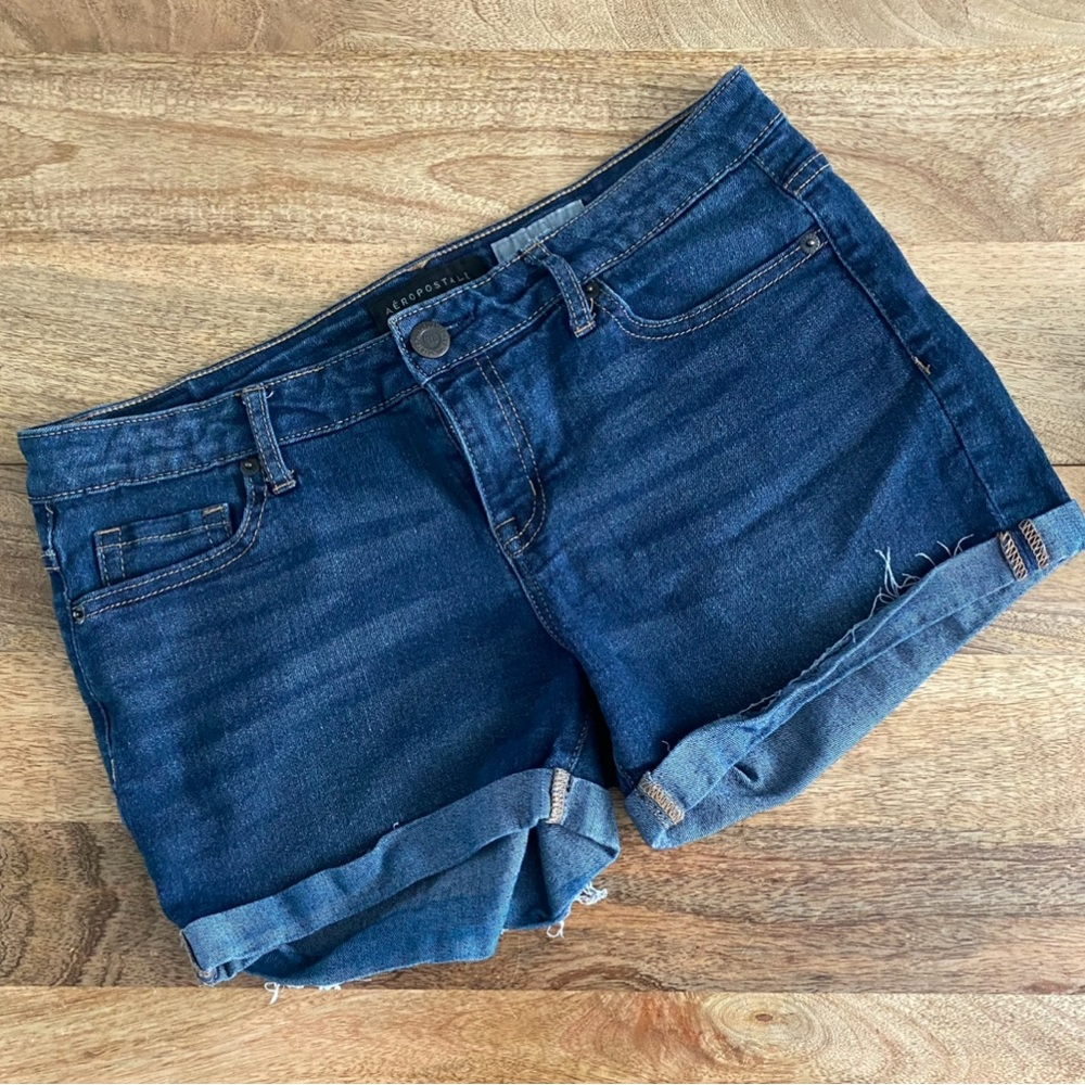 Aeropostale MIDI - Dark Blue Jean Shorts